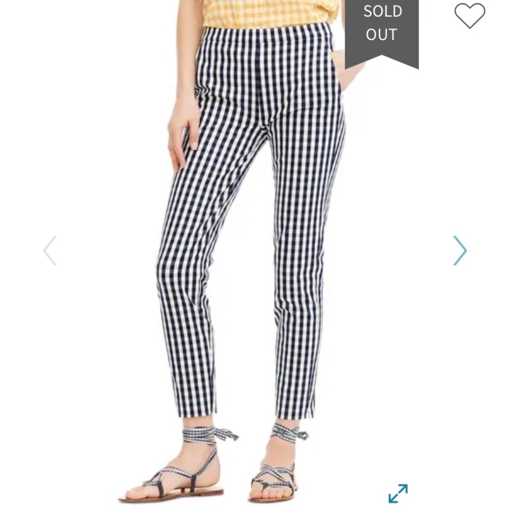 J. Crew Martie navy Gingham Stretch Pant